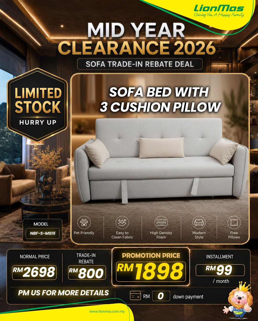 Lionmas-Furnishers-Mid-Year-Clearance-Sale-2026-5 22 June 2026 onwards: Lionmas Furnishers Mid Year Clearance Sale 2026 – Enjoy Massive Sofa Discounts, Cash Rebates Up to RM1,200 and Easy Instalment Plans