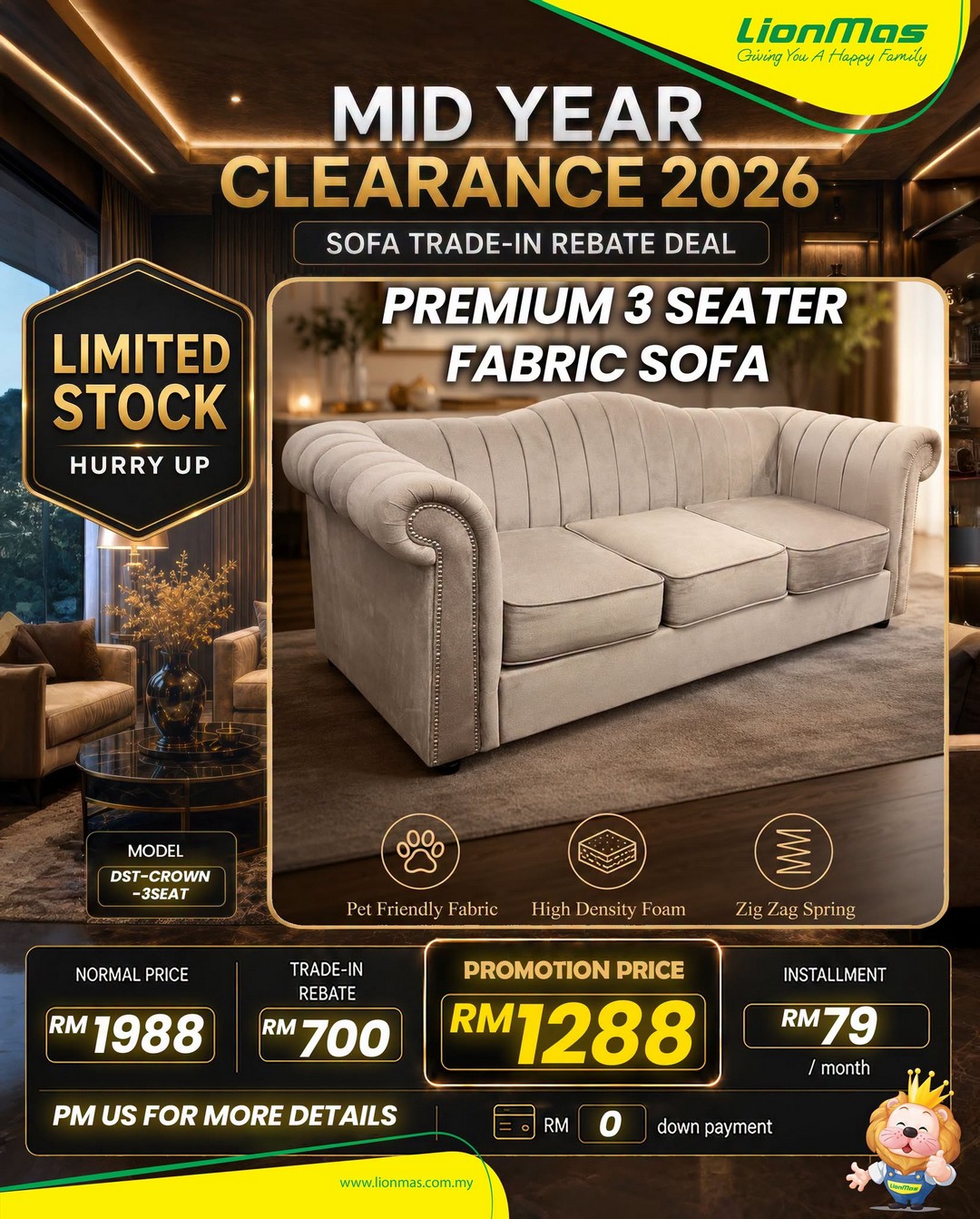 Lionmas-Furnishers-Mid-Year-Clearance-Sale-2026-8 22 June 2026 onwards: Lionmas Furnishers Mid Year Clearance Sale 2026 – Enjoy Massive Sofa Discounts, Cash Rebates Up to RM1,200 and Easy Instalment Plans