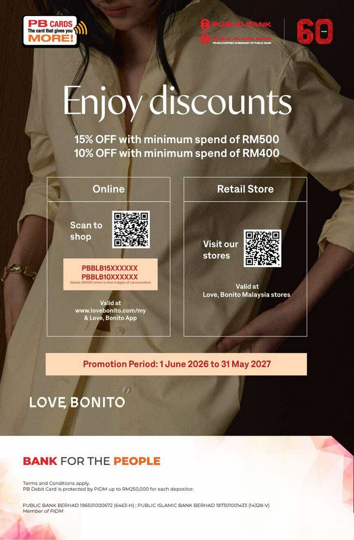 Love-Bonito-Malaysia-x-Public-Bank-Cards-Promotion 1 June 2026 – 31 May 2027: Love Bonito Malaysia x Public Bank Cards Promotion – Enjoy Up to 15% OFF Fashion Purchases with Exclusive PB Privileges