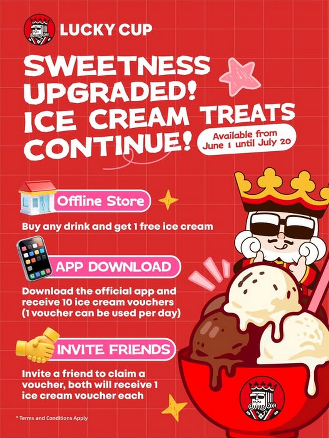 Lucky-Cup-Coffee-FREE-Ice-Cream-Giveaway-Promotion 1 June – 20 July 2026: Lucky Cup Coffee FREE Ice Cream Giveaway Promotion – Enjoy Complimentary Ice Cream with Every Drink Purchase Plus 10 Free App Rewards