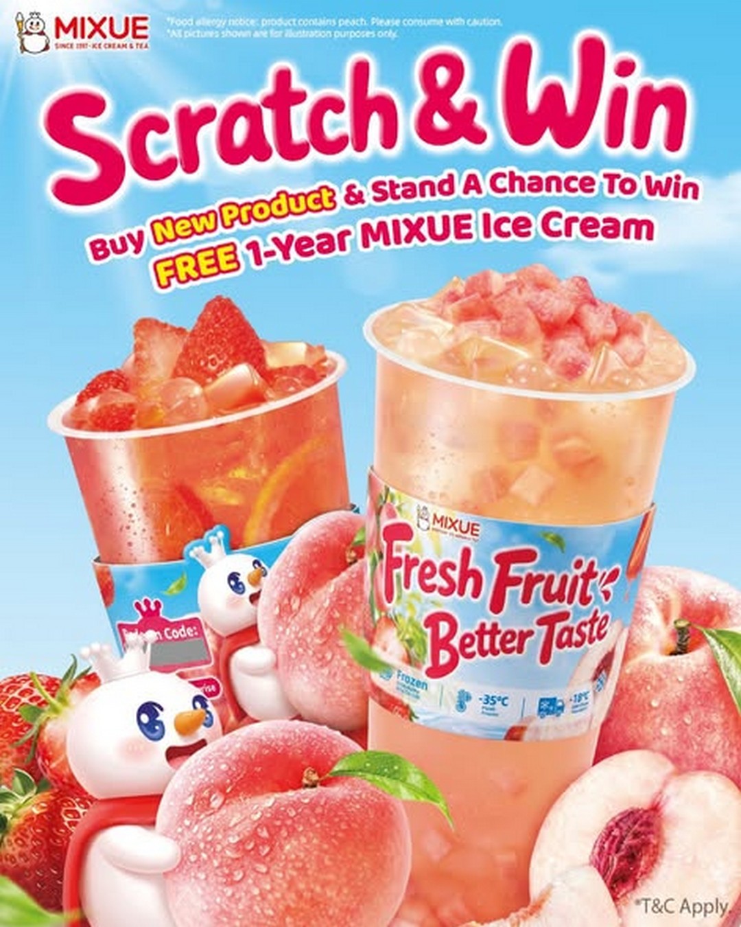 MIXUE-Malaysia-Strawberry-Bobo-Peach-Bobo-Promotion-1 1–30 June 2026: MIXUE Malaysia Strawberry Bobo & Peach Bobo Promotion – Buy New Drinks and Stand a Chance to Win FREE Ice Cream for 1 Year