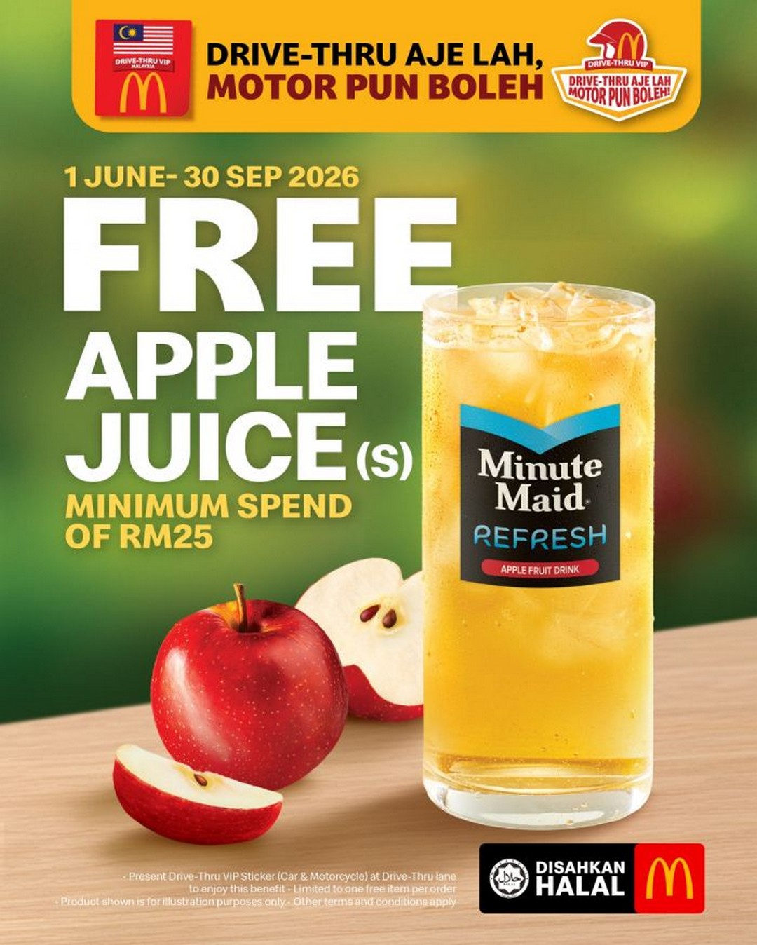 McDonalds-Malaysia-Drive-Thru-VIP-FREE-Apple-Juice-Promotion 1 June – 30 September 2026: McDonald's Malaysia Drive-Thru VIP FREE Apple Juice Promotion – Enjoy a Complimentary Minute Maid Refresh Apple Fruit Drink with Every RM25 Spend