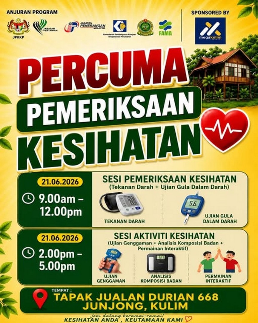 Mega-Kulim-Pharmacy-Health-Wellness-Free-Check-Up-Event 21 June 2026: Mega Kulim Pharmacy Health & Wellness Free Check-Up Event – Free Community Health Screening & Wellness Activity Day in Kulim