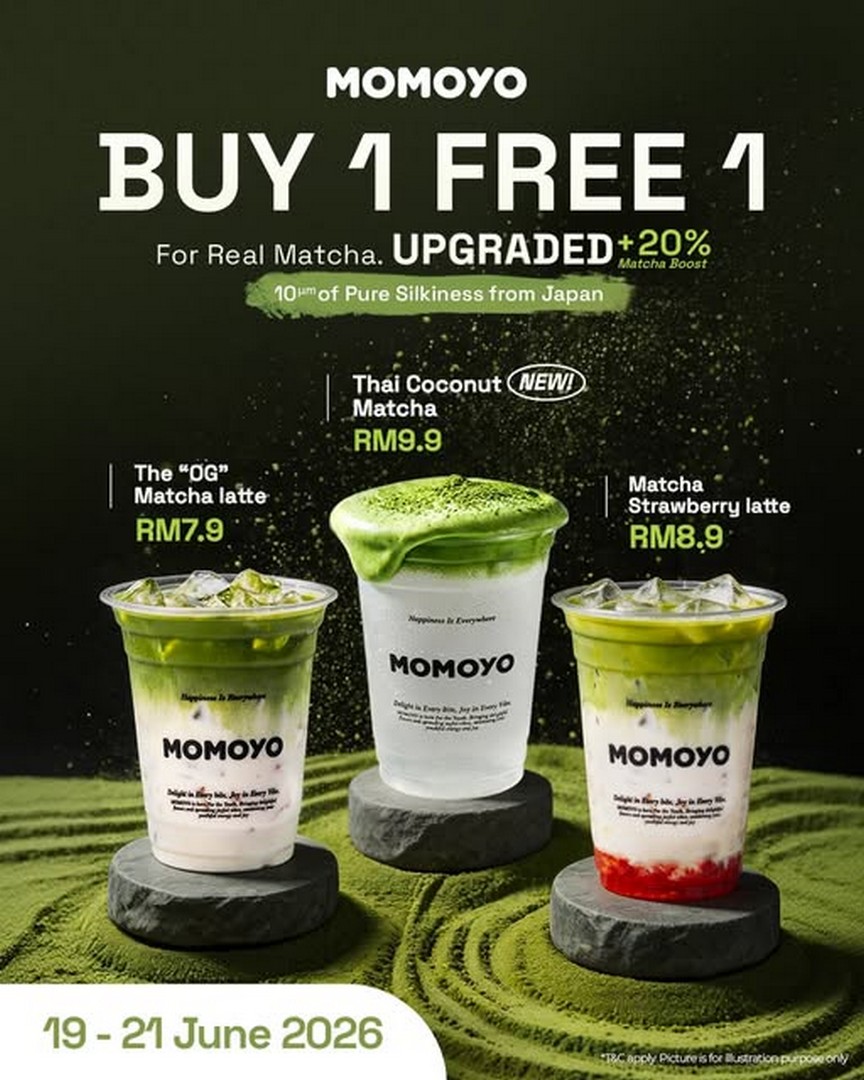 Momoyo-Malaysia-Matcha-2.0-Launch-Buy-1-Free-1-Promotio 19–21 June 2026: Momoyo Malaysia, Matcha 2.0 Launch Buy 1 Free 1 Promotion, Limited-Time Upgrade Celebration Across Malaysia