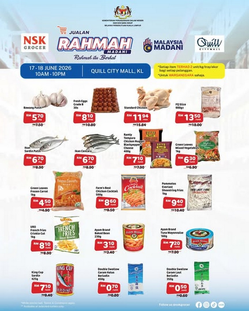 NSK-Grocer-Madani-Rahmah-Sale-Promotion-at-Quill-City-Mall-Kuala-Lumpur 17–18 June 2026: NSK Grocer Madani Rahmah Sale Promotion at Quill City Mall Kuala Lumpur – Fresh Groceries and Daily Essentials at Budget-Friendly Prices