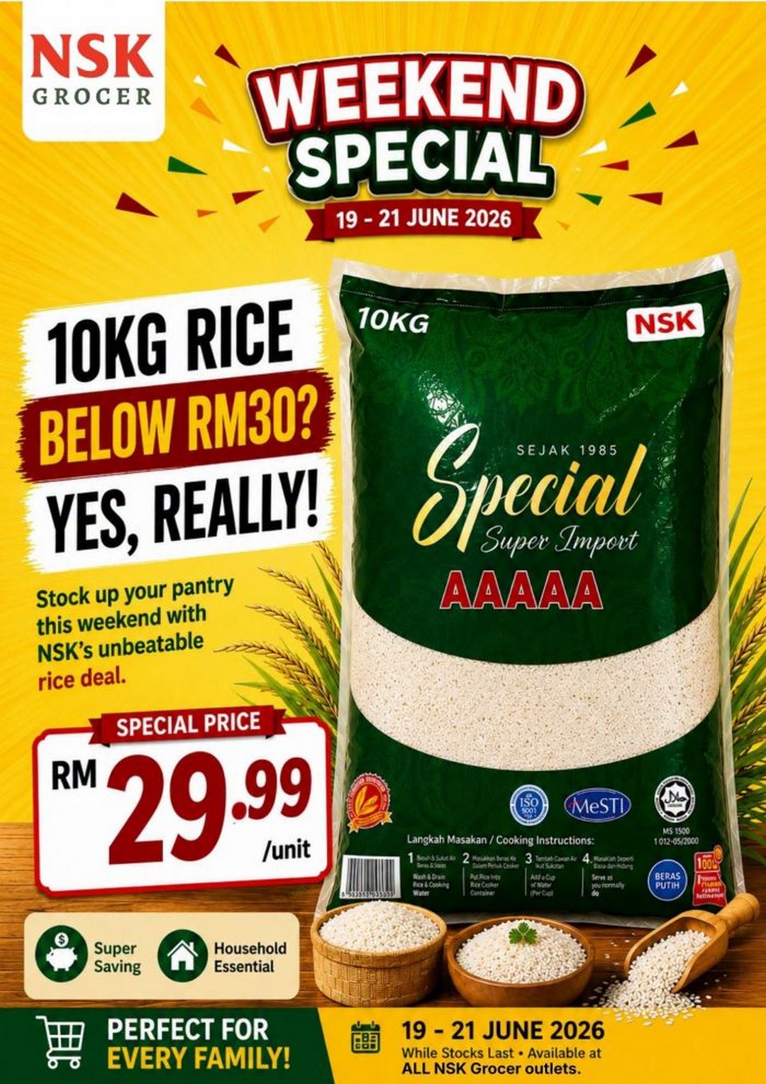 NSK-Grocer-Weekend-Promotion-Weekend-Grocery-Sale-1 19-21 June 2026: NSK Grocer Weekend Promotion: Weekend Grocery Sale with Rice from RM29.99 and Essential Household Deals