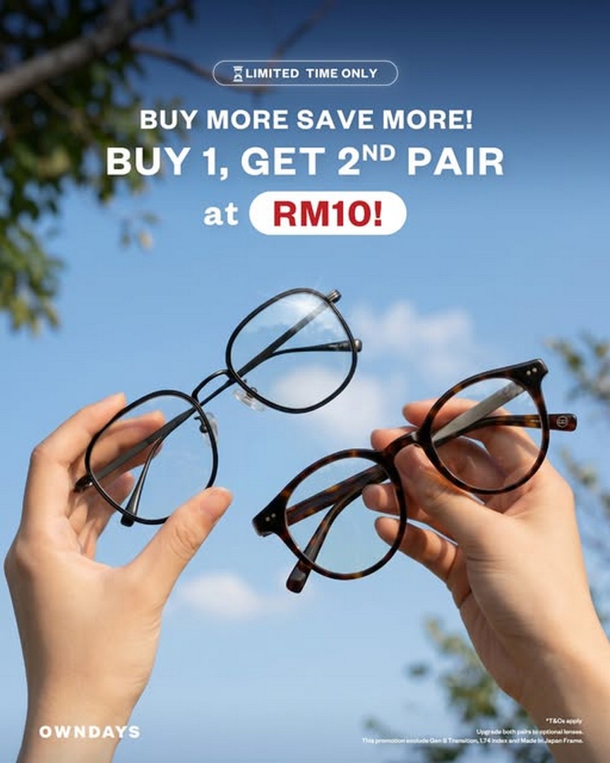 OWNDAYS-Malaysia-Buy-1-Frame-Get-2nd-Frame Now till 30 June 2026: OWNDAYS Malaysia: Buy 1 Frame Get 2nd Frame RM10 Promotion: Affordable Eyewear Deal in Malaysia