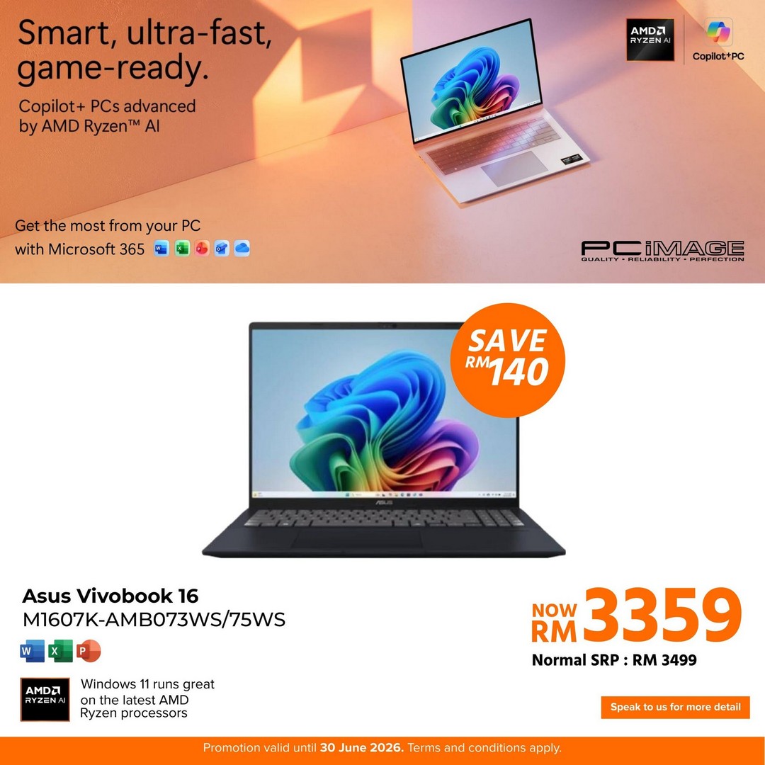 PC-Image-AMD-Ryzen-AI-Copilot-Laptop-Mega-Savings-Up-to-8 Now till 30 June 2026: PC Image, AMD Ryzen AI Copilot+ Laptop Mega Savings Up to RM3,500 Sale Promotion – High Performance Deals for Work, Study and Gaming