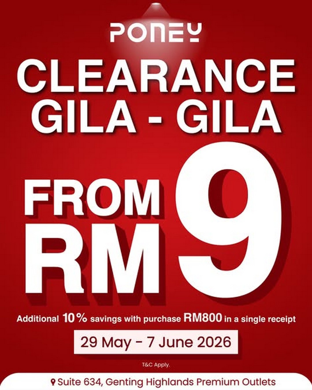 Poney-Outlet-Special-Sale-at-Genting-Highlands-Premium-Outlets 29 May–7 June 2026: Poney Outlet Special Sale at Genting Highlands Premium Outlets, RM9 Deals and Extra 10% Savings Promotion