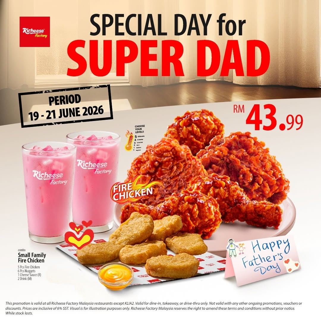 Richeese-Factory-Malaysia-Fathers-Day-Chicken-Combo-Promotion-3 19–21 June 2026: Richeese Factory Malaysia, Father’s Day Chicken Combo Promotion – Crispy, Fire Chicken & Whole Chicken Deals from RM39.99