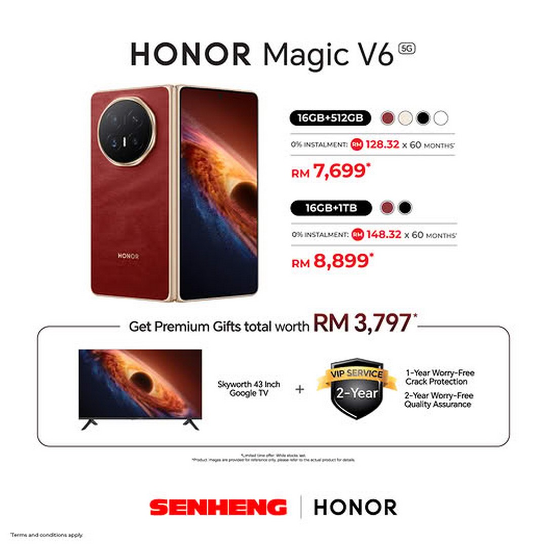 SENHENG-Malaysia-HONOR-Magic-V6-Pre-Order-Promotion Now till 11 June 2026: SENHENG Malaysia HONOR Magic V6 Pre-Order Promotion – Secure Yours with RM300 Deposit and Receive a FREE Skyworth 43” Google TV