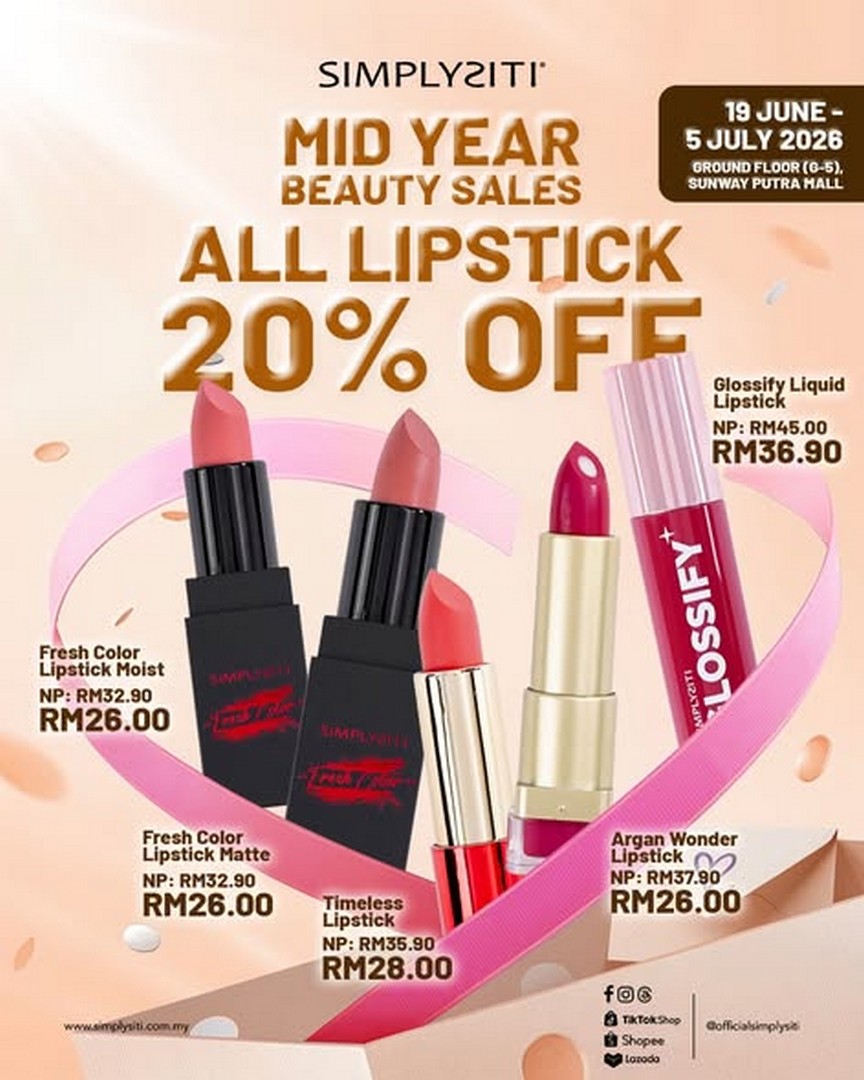 SIMPLYSITI-Mid-Year-Beauty-Sale-Promotion-at-Sunway-Putra-Mall-1 19 June – 5 July 2026: SIMPLYSITI Mid-Year Beauty Sale Promotion at Sunway Putra Mall – Enjoy Discounts on Lipsticks, Beauty Collections and Wellness Essentials