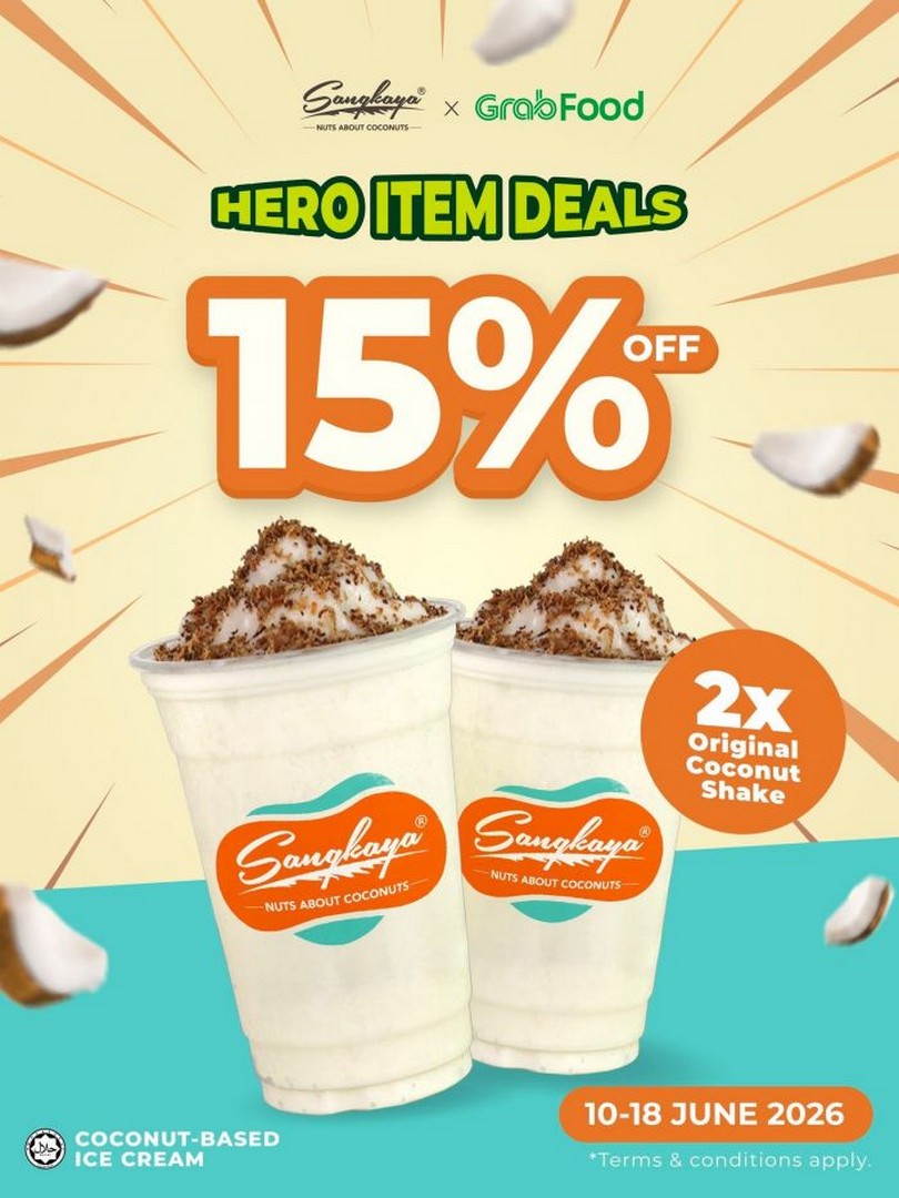 Sangkaya-x-GrabFood-Hero-Item-Deals-15-OFF-2x-Original-Coconut-Shake 10–18 June 2026: Sangkaya x GrabFood Hero Item Deals, 15% OFF 2x Original Coconut Shake Promotion (Limited-Time Refreshing Food Delivery Deal in Malaysia)