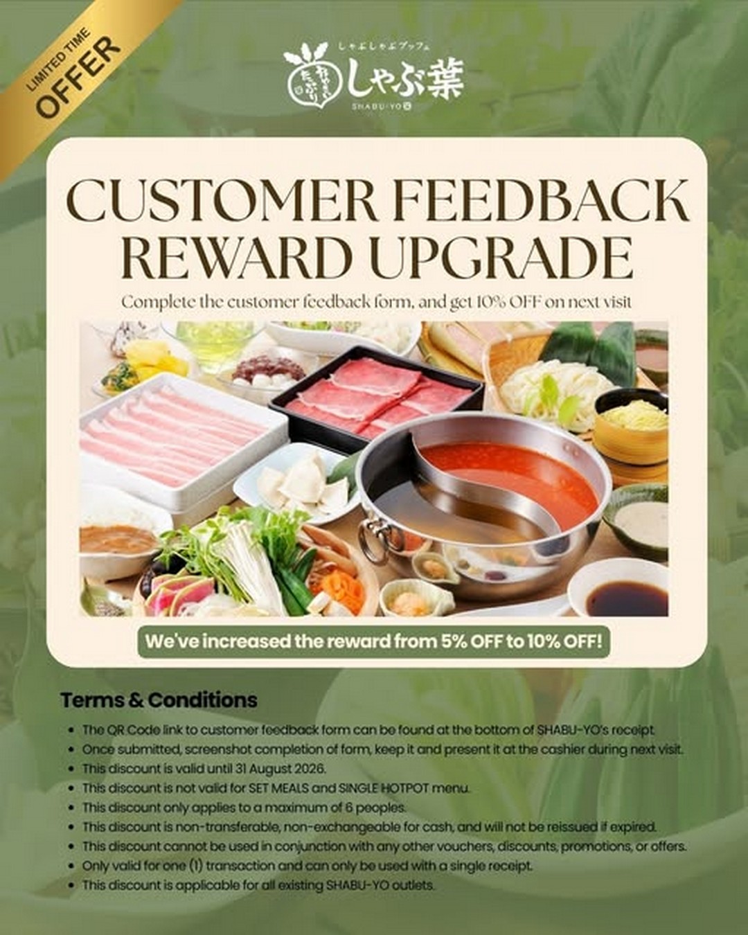 Shabu-Yo-Malaysia-Feedback-Promotion Now till 31 August 2026: Shabu-Yo Malaysia, Feedback Promotion with 10% Discount on Next Visit, Customer Appreciation Dining Deal