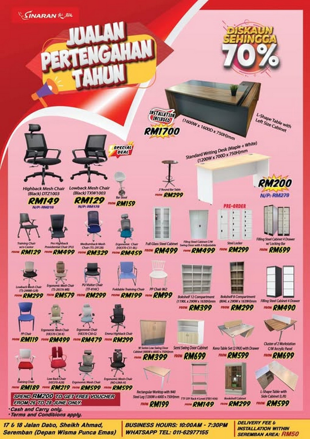 Sinaran-Bookstore-Mid-Year-Sale-Promotion-–-Up-to-70-Off 26-28 June 2026: Sinaran Bookstore Mid-Year Sale Promotion – Up to 70% Off Office Furniture, Ergonomic Chairs, Desks, Filing Cabinets and More in Seremban