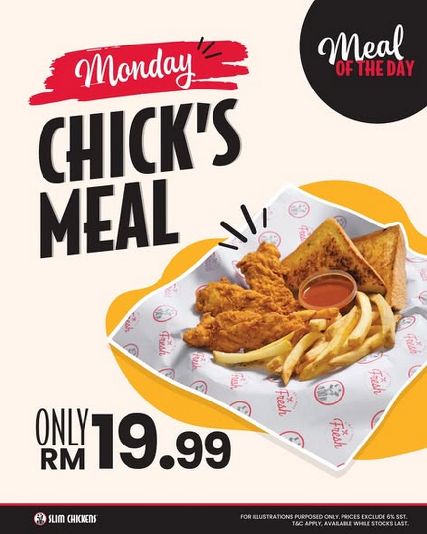 Slim-Chickens-Malaysia-Meal-Of-The-Day-Promotion-1 16 June 2026 onwards: Slim Chickens Malaysia Meal Of The Day Promotion – Enjoy Your Favourite Chicken Meals for Only RM19.9