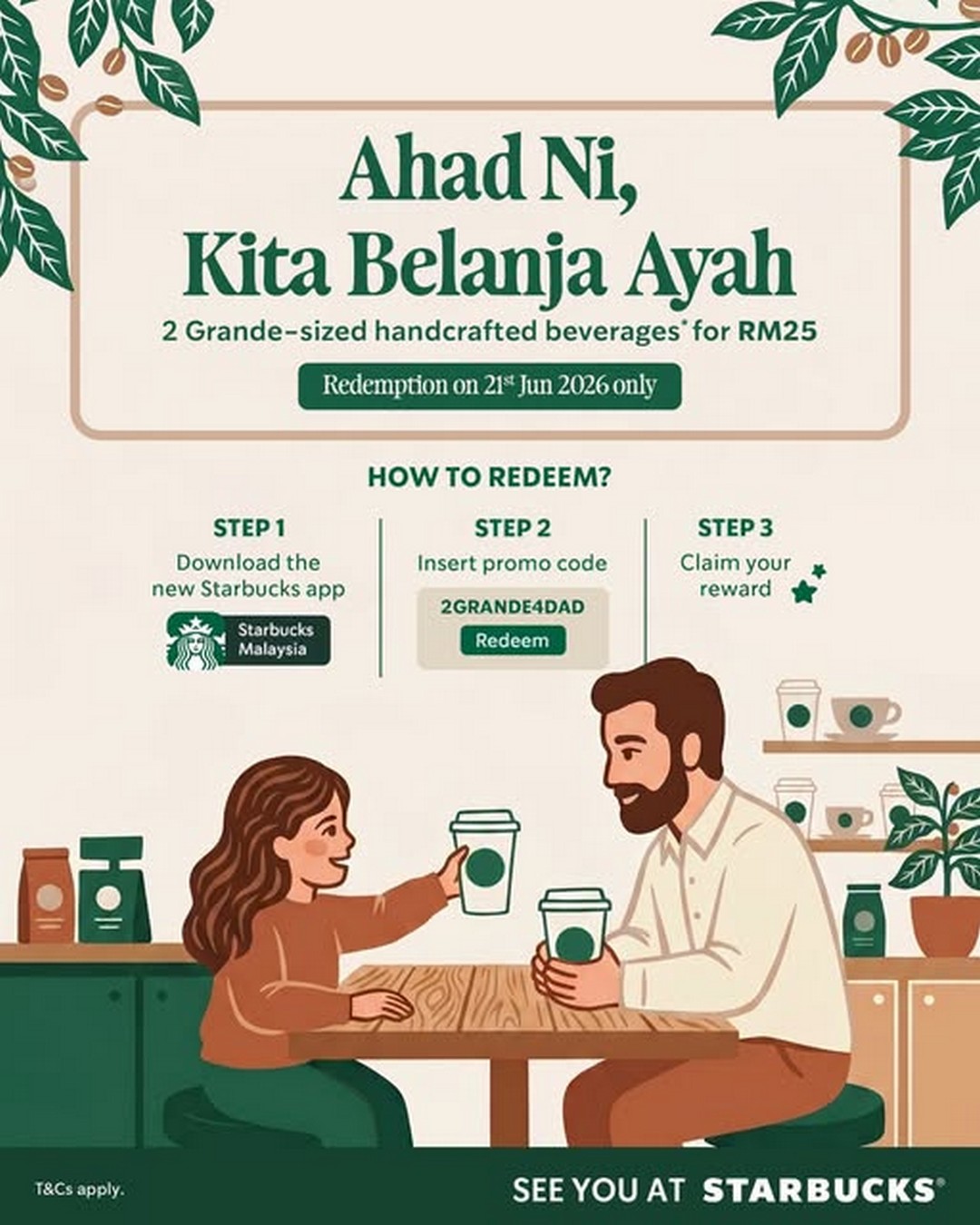 Starbucks-Malaysia-Fathers-Day-Promotion 21 June 2026: Starbucks Malaysia Father’s Day Promotion: 2 Grande Beverages for RM25 Limited-Time Coffee Deal
