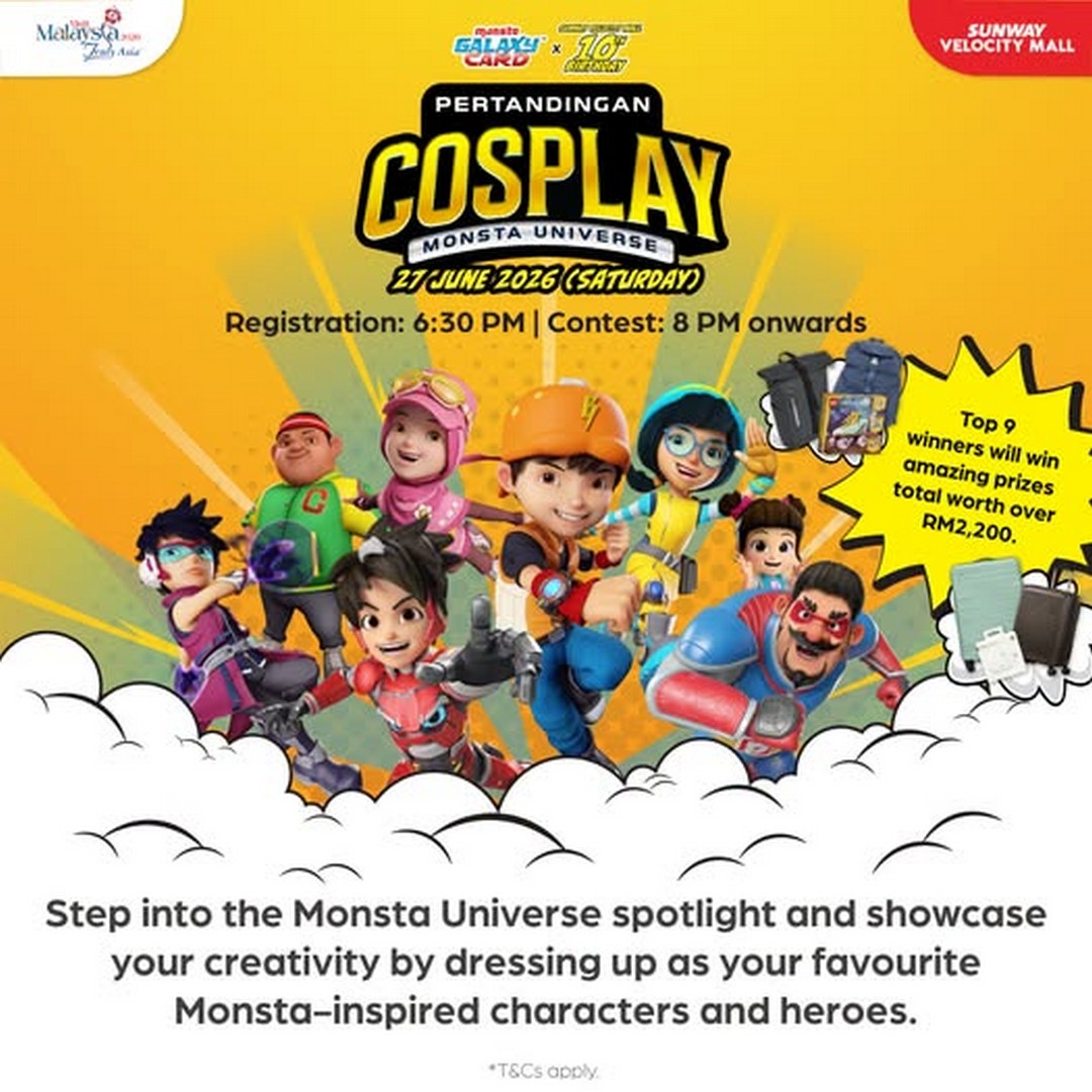 Sunway-Velocity-Mall-Monsta-Universe-Cosplay-Contest 27 June 2026: Sunway Velocity Mall Monsta Universe Cosplay Contest: Cosplay Competition Giveaway Event at Sunway Velocity Mall Kuala Lumpur with Prizes Worth RM2,200+