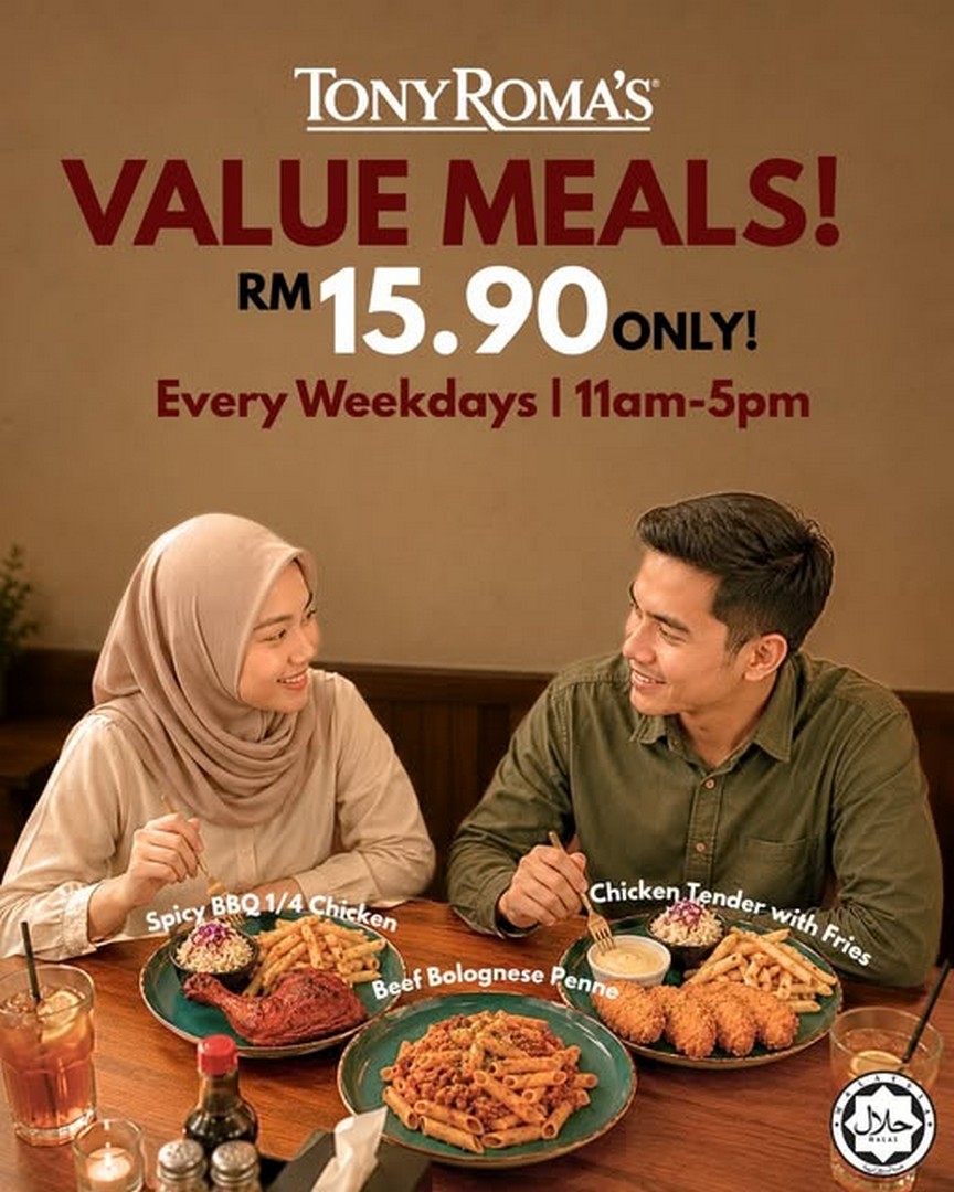 Tony-Romas-Malaysia-Value-Meal-Promotion 24 June 2026 onwards: Tony Roma's Malaysia Value Meal Promotion – Enjoy Delicious Lunch Sets with Free Soft Drink from Only RM15.90