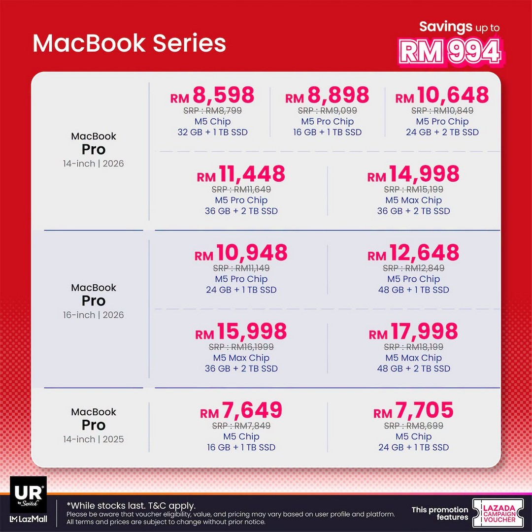 Urban-Republic-Lazada-25.5-PayDay-Sale-6 24-27 June 2026: Urban Republic Lazada 25.5 PayDay Sale – Enjoy Up to RM2,164 OFF on Popular Tech Gadgets and Accessories Promotion