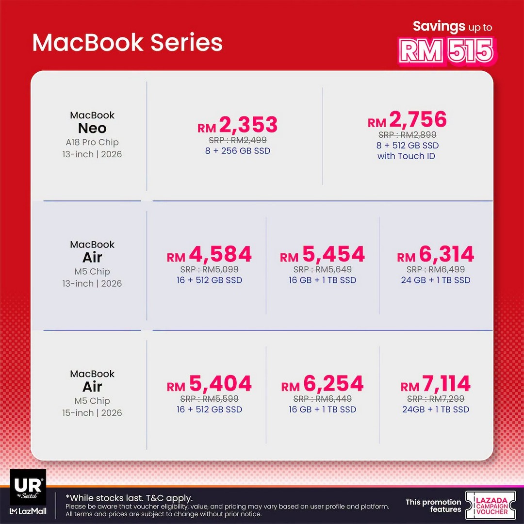 Urban-Republic-Lazada-25.5-PayDay-Sale-7 24-27 June 2026: Urban Republic Lazada 25.5 PayDay Sale – Enjoy Up to RM2,164 OFF on Popular Tech Gadgets and Accessories Promotion