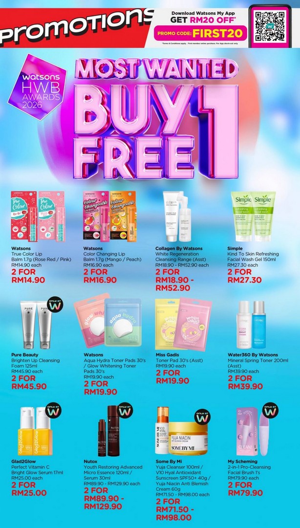 Watsons-Buy-1-Free-1-Promotion-–-Stock-Up-on-Beauty-Health-1 23 June – 22 July 2026: Watsons Buy 1 Free 1 Promotion – Stock Up on Beauty, Health and Wellness Essentials with Incredible Savings