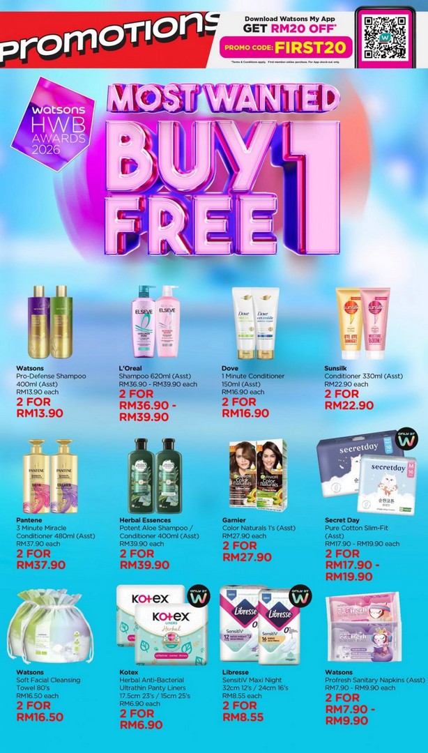 Watsons-Buy-1-Free-1-Promotion-–-Stock-Up-on-Beauty-Health-12 23 June – 22 July 2026: Watsons Buy 1 Free 1 Promotion – Stock Up on Beauty, Health and Wellness Essentials with Incredible Savings