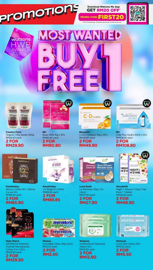 Watsons-Buy-1-Free-1-Promotion-–-Stock-Up-on-Beauty-Health-5 23 June – 22 July 2026: Watsons Buy 1 Free 1 Promotion – Stock Up on Beauty, Health and Wellness Essentials with Incredible Savings