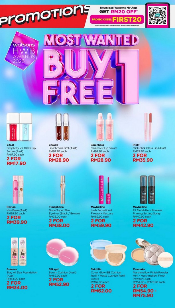 Watsons-Buy-1-Free-1-Promotion-–-Stock-Up-on-Beauty-Health 23 June – 22 July 2026: Watsons Buy 1 Free 1 Promotion – Stock Up on Beauty, Health and Wellness Essentials with Incredible Savings