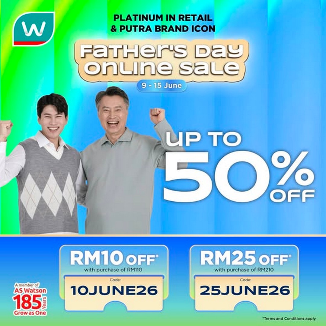 Watsons-Malaysia-Online-Exclusive-Fathers-Day-Promotion 9-15 June 2026: Watsons Malaysia, Online Exclusive Father’s Day Promotion: Up to 50% Off Healthcare Essentials Sale