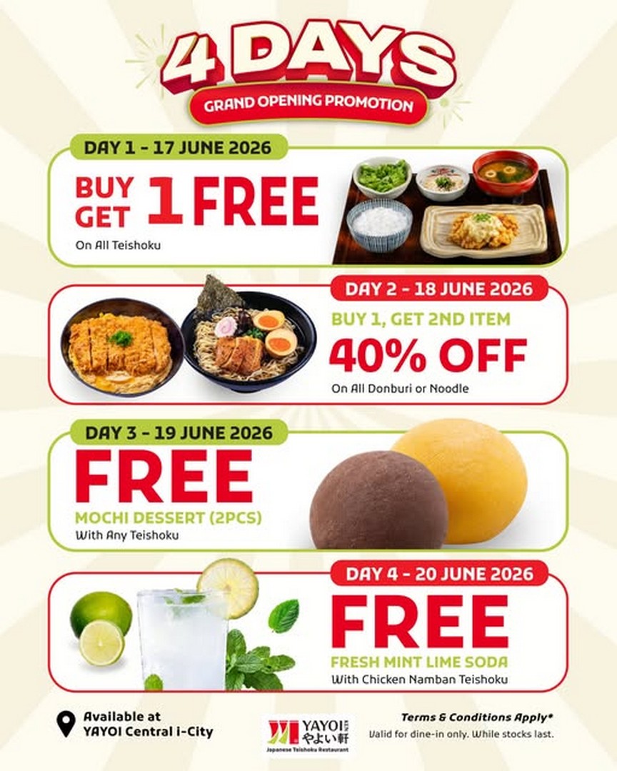 YAYOI-Malaysia-Grand-Opening-Celebration-at-Central-i-City 17-20 June 2026: YAYOI Malaysia Grand Opening Celebration at Central i-City, Exclusive Japanese Food Promotion & Opening Deals