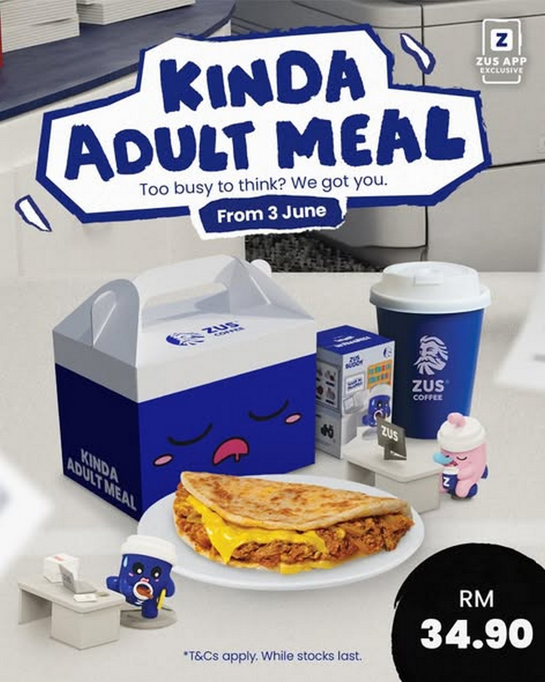 ZUS-Coffee-Kinda-Adult-Meal-Promotion 3 June 2026 onwards: ZUS Coffee Kinda Adult Meal Promotion – Enjoy a Complete Meal Set with Exclusive ZUS Buddy Collectibles from RM34.90