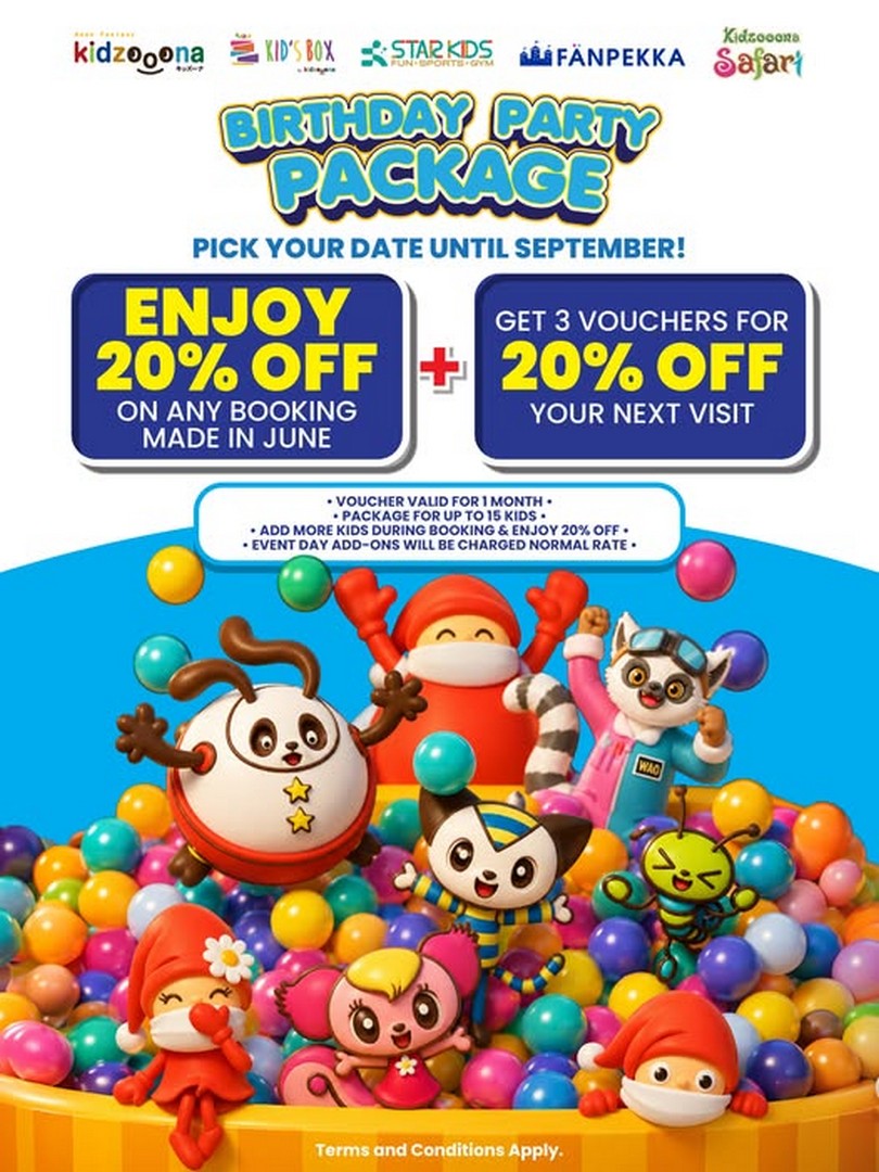 kidzooona-Malaysia-Birthday-Party-Promotion 1-30 June 2026: kidzooona Malaysia Birthday Party Promotion – Enjoy 20% Off Party Bookings Plus Bonus Vouchers for Future Park Visits