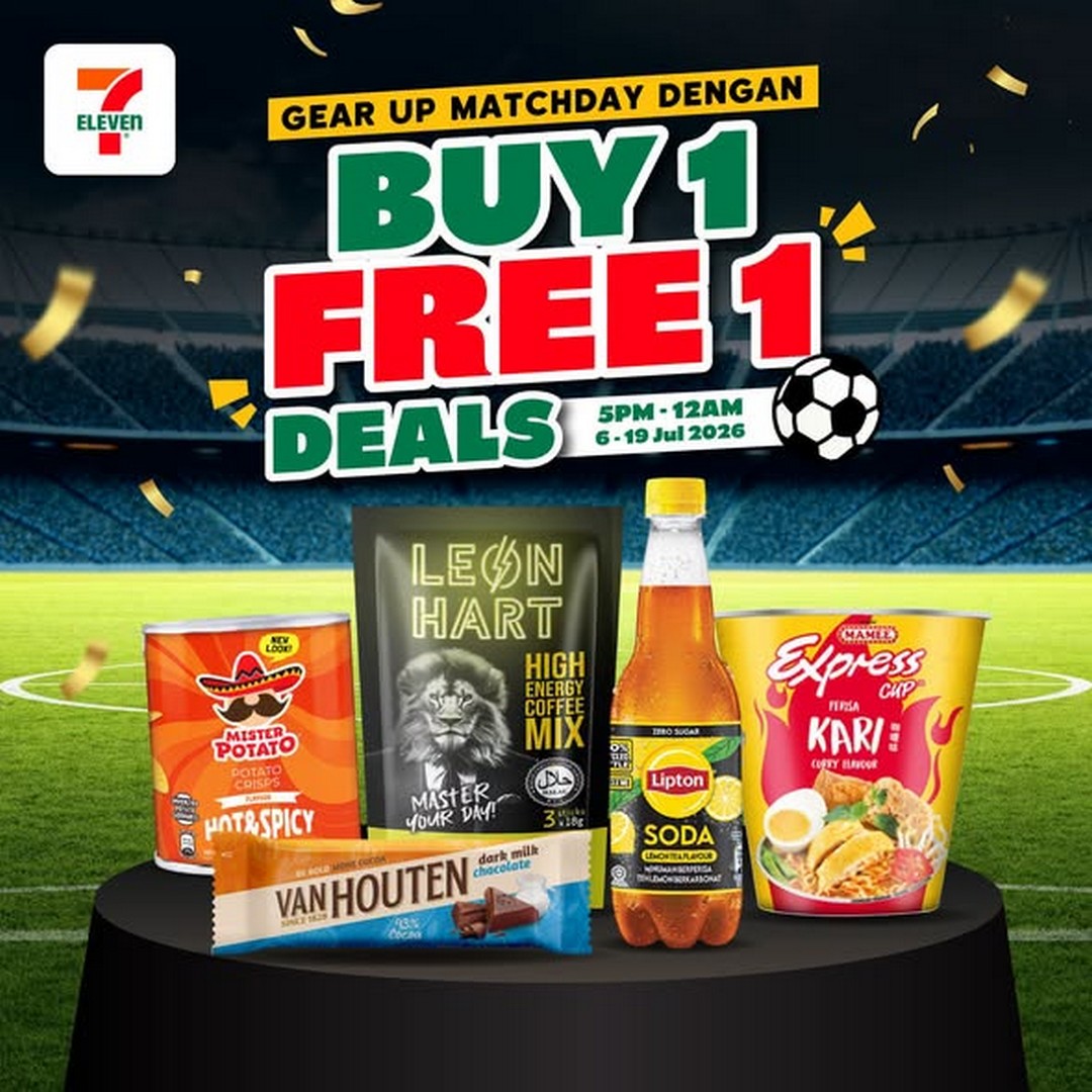 7-Eleven-Malaysia-Buy-1-Free-1-Evening-Promotion 6–19 July 2026: 7-Eleven Malaysia Buy 1 Free 1 Evening Promotion – Stock Up Between 5PM and Midnight for Football Match Nights