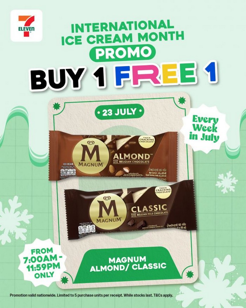 7-Eleven-Malaysia-Buy-1-Free-1-Ice-Cream-Promotion 23 July 2026: 7-Eleven Malaysia Buy 1 Free 1 Ice Cream Promotion, Celebrate International Ice Cream Month with Magnum Deal