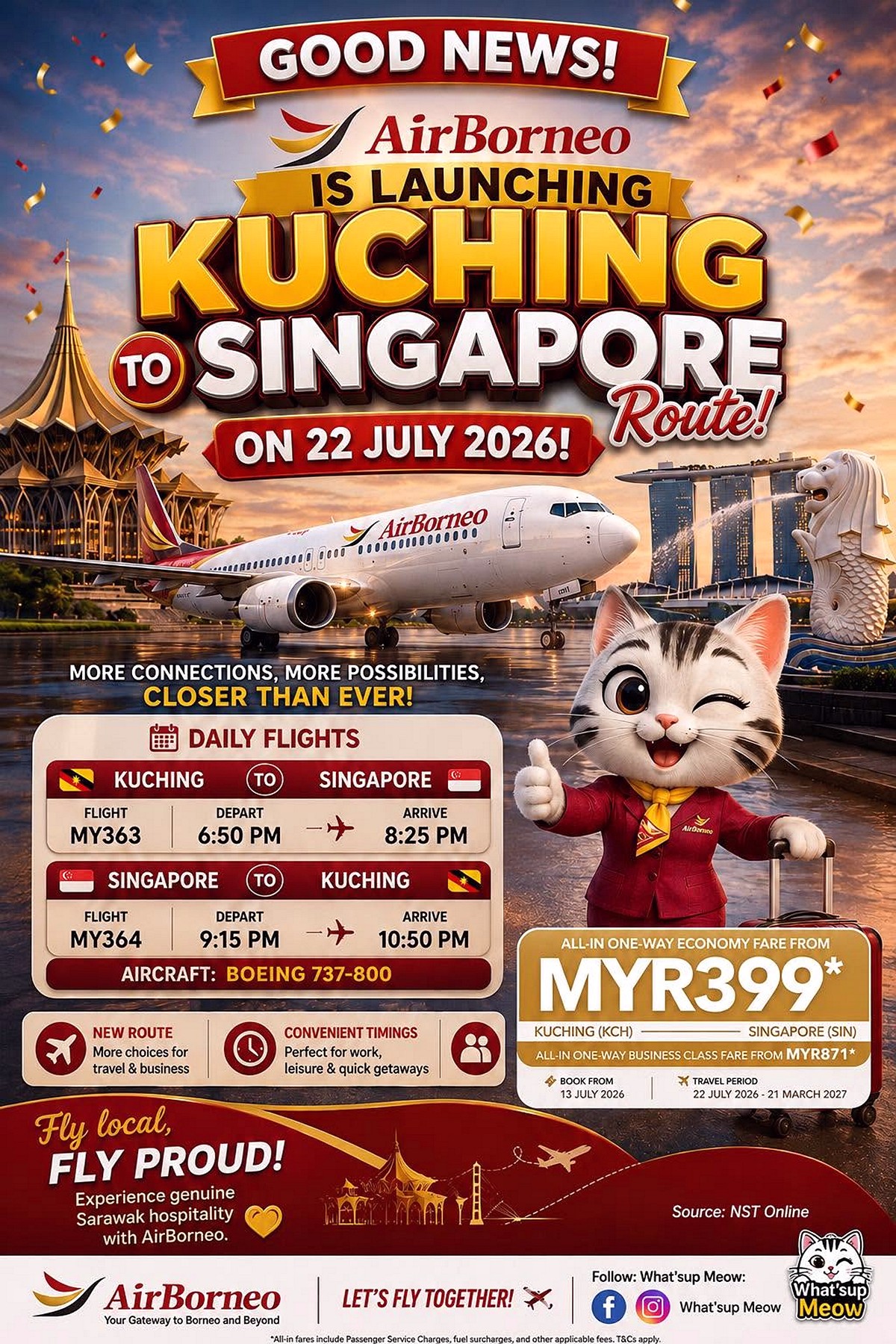 743609705_1454610743367058_5504899077672460610_n 13 July 2026–21 March 2027: AirBorneo Kuching to Singapore Route Launch Promotion – Daily Flights with One-Way Fares from RM399