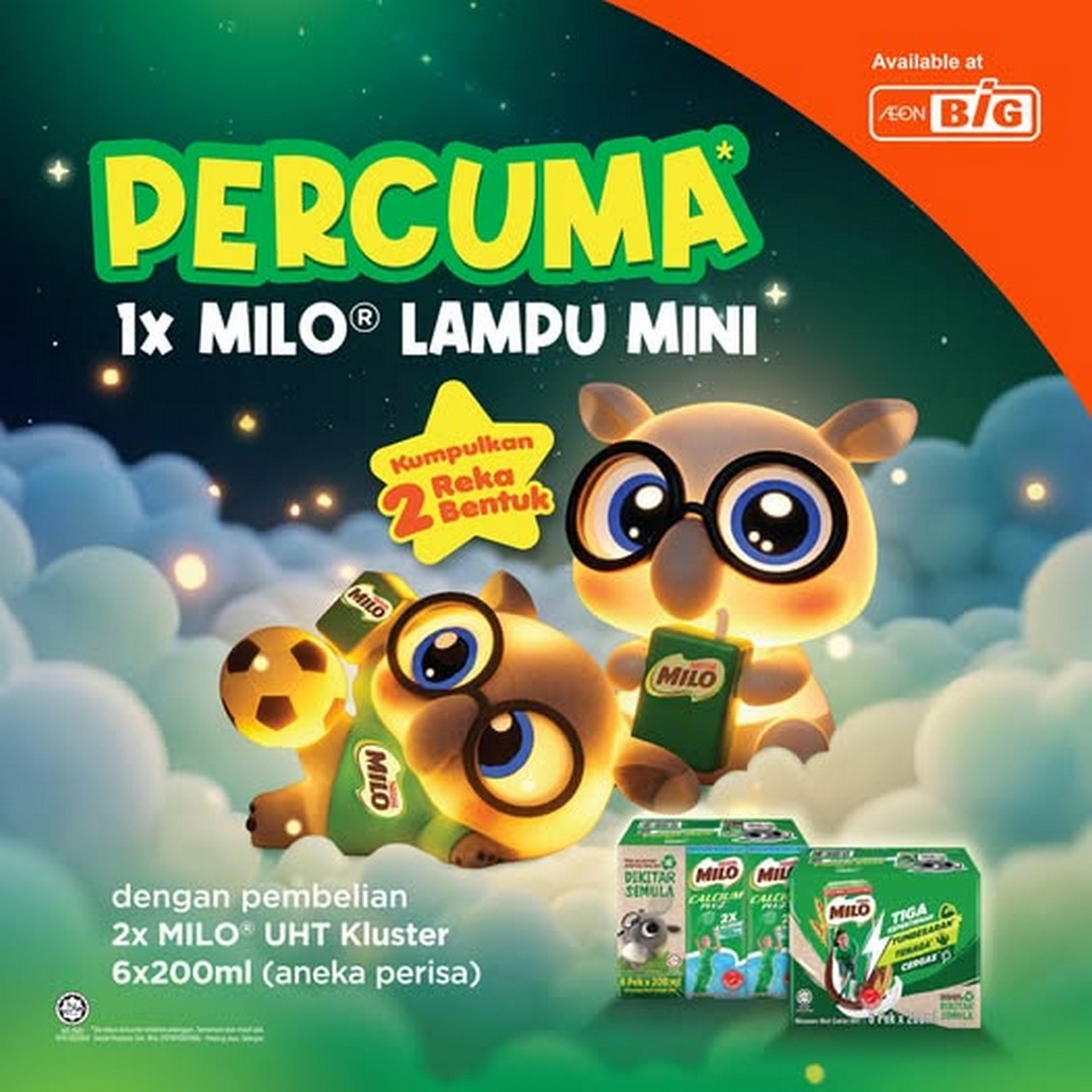 AEON-BiG-FREE-MILO-Mini-Lamp-Promotion-–-Buy-2-MILO-UHT-Cluster 16 July 2026 onwards: AEON BiG FREE MILO Mini Lamp Promotion – Buy 2 MILO UHT Cluster Packs and Receive an Exclusive Collectible Gift While Stocks Last