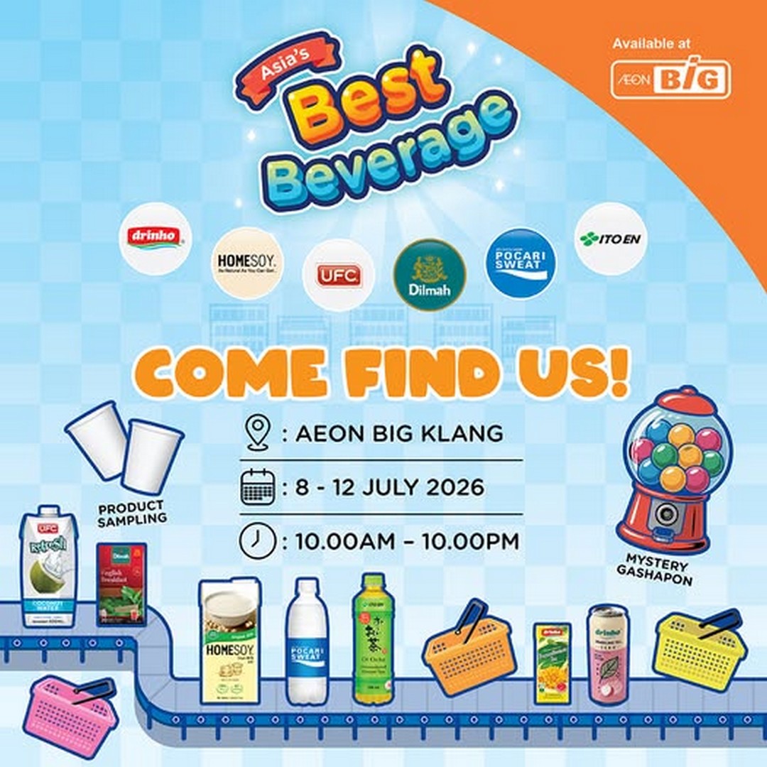AEON-BiG-Malaysia-Asias-Best-Beverage-Promotion 8–12 July 2026: AEON BiG Malaysia Asia's Best Beverage Promotion at AEON BiG Klang – Free Beverage Sampling, Mystery Gashapon and Favourite Drink Brands Await