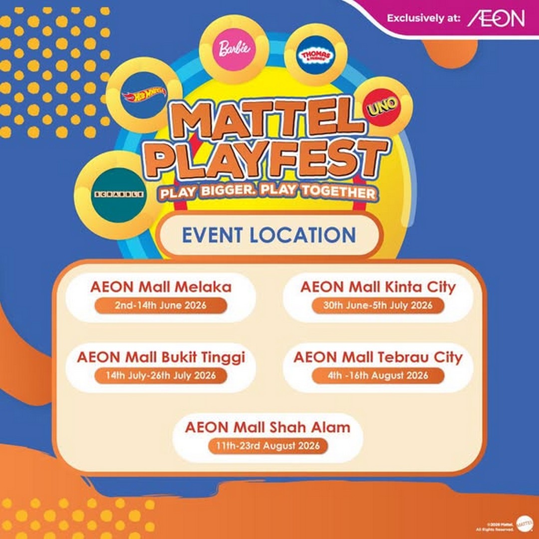 AEON-Malaysia-Mattel-PlayFest-Promotion-–-Family-Fun-Event-1 14 July–23 August 2026: AEON Malaysia Mattel PlayFest Promotion – Family Fun Event with Exclusive Free Gifts, Interactive Activities and Mattel Rewards