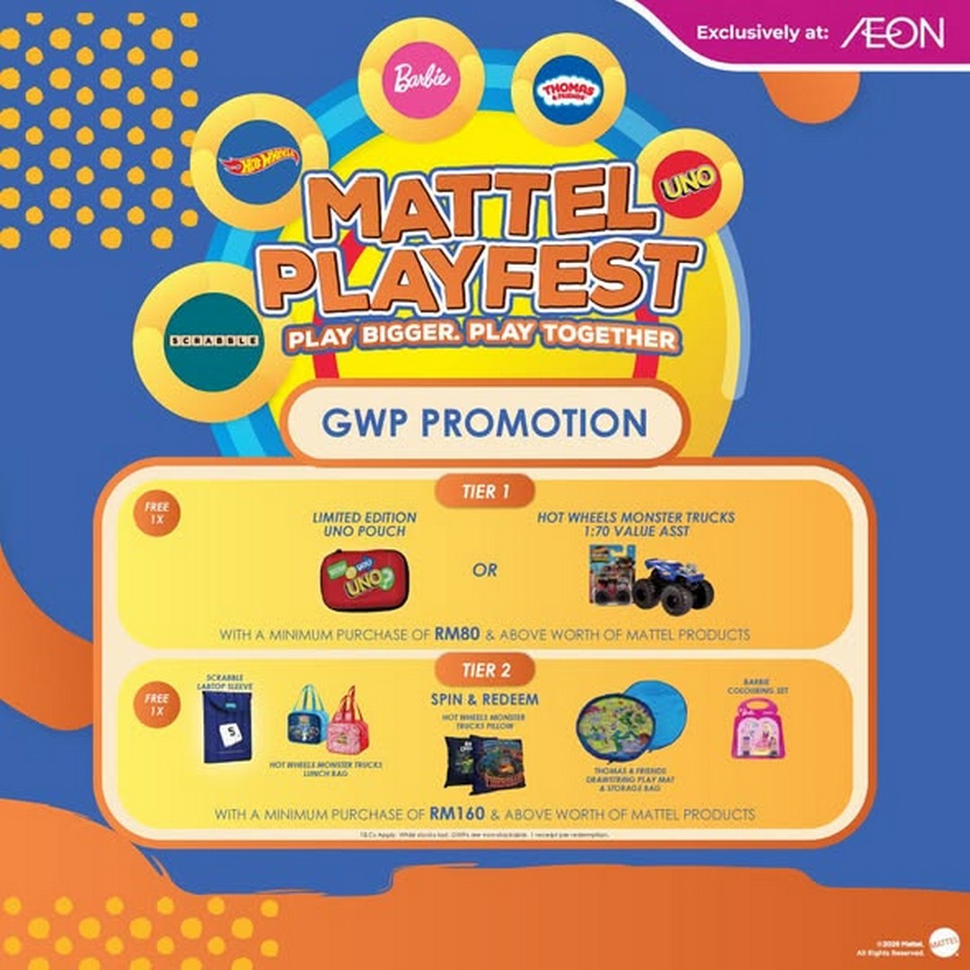 AEON-Malaysia-Mattel-PlayFest-Promotion-–-Family-Fun-Event-2 14 July–23 August 2026: AEON Malaysia Mattel PlayFest Promotion – Family Fun Event with Exclusive Free Gifts, Interactive Activities and Mattel Rewards