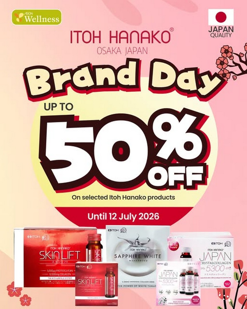AEON-Wellness-Itoh-Hanako-Glow-Era-Promotion 9-12 July 2026: AEON Wellness Itoh Hanako Glow Era Promotion – Enjoy Up to 50% OFF Japanese Wellness Supplements for Health and Beauty