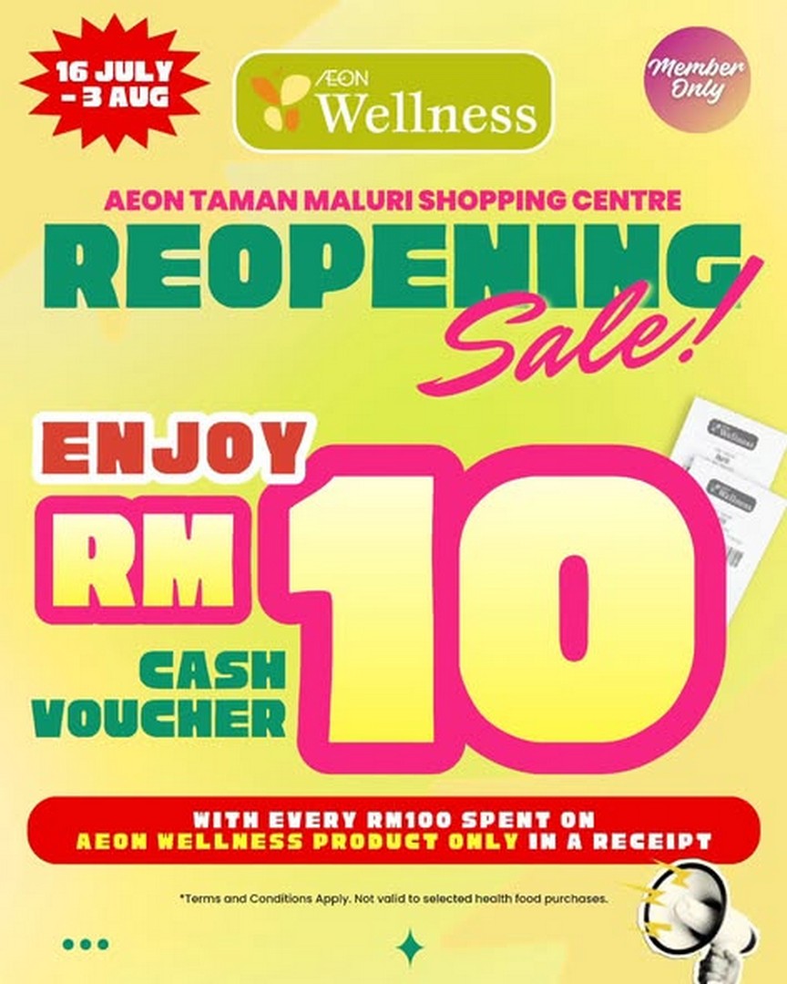 AEON-Wellness-Taman-Maluri-Reopening-Promotion-1 16 July-3 August 2026: AEON Wellness Taman Maluri Reopening Promotion, Enjoy Up To 50% Off Beauty, Health & Wellness Essentials Sale