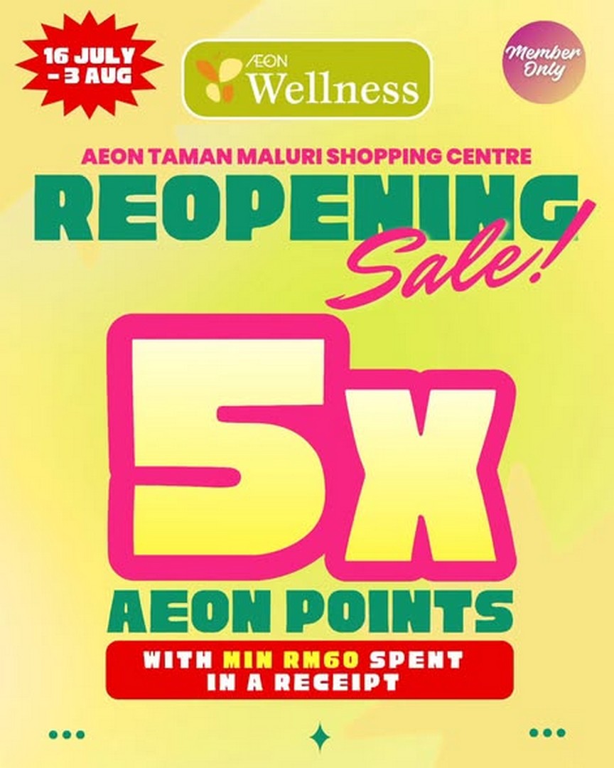 AEON-Wellness-Taman-Maluri-Reopening-Promotion-2 16 July-3 August 2026: AEON Wellness Taman Maluri Reopening Promotion, Enjoy Up To 50% Off Beauty, Health & Wellness Essentials Sale