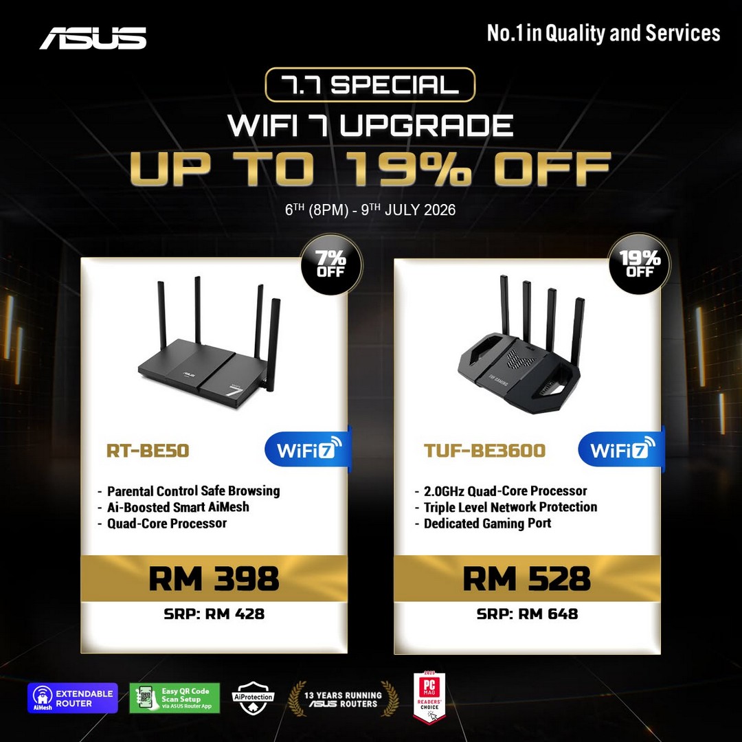 ASUS-Republic-of-Gamers-WiFi-Upgrade-Sale-Promotion 6–9 July 2026: ASUS Republic of Gamers WiFi Upgrade Sale Promotion on Lazada with 19% Discount, RM20 Off, 0% Installments and Free Shipping