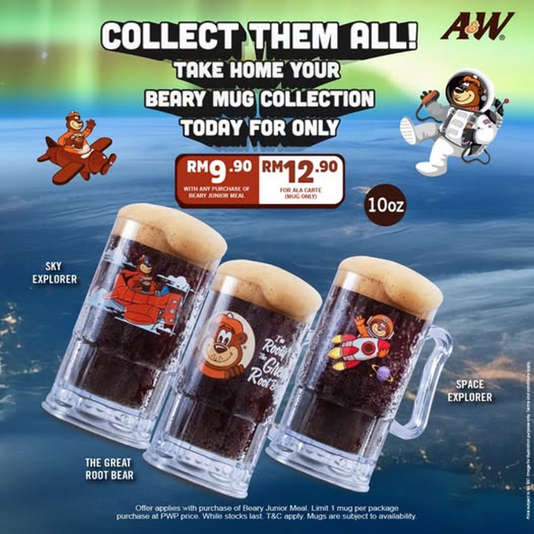 AW-Malaysia-Beary-Mug-Collection-Giveaway-Promotion 6 July 2026 onwards: A&W Malaysia Beary Mug Collection Giveaway Promotion, Collectible Merch Campaign Across All Outlet