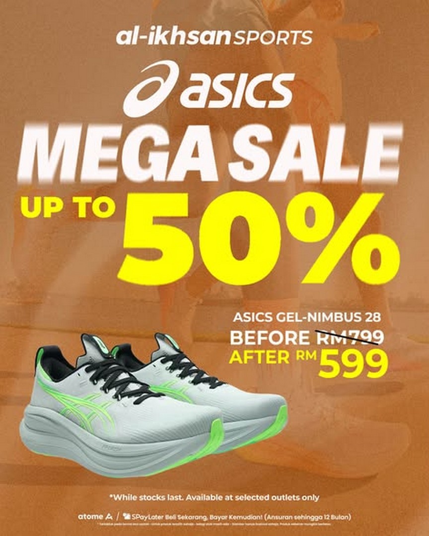 Al-Ikhsan-Sports-ASICS-Mega-Sale-1 31 July 2026 onwards: Al-Ikhsan Sports ASICS Mega Sale Promotion, Up To 50% Off Running Shoes With Free RM29 Socks Giveaway