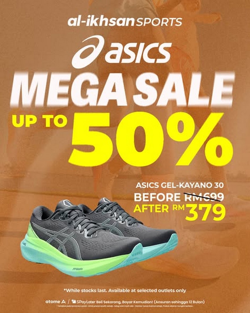 Al-Ikhsan-Sports-ASICS-Mega-Sale-3 31 July 2026 onwards: Al-Ikhsan Sports ASICS Mega Sale Promotion, Up To 50% Off Running Shoes With Free RM29 Socks Giveaway