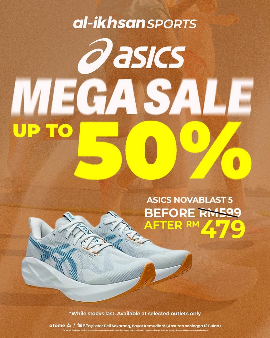 Al-Ikhsan-Sports-ASICS-Mega-Sale-4 31 July 2026 onwards: Al-Ikhsan Sports ASICS Mega Sale Promotion, Up To 50% Off Running Shoes With Free RM29 Socks Giveaway