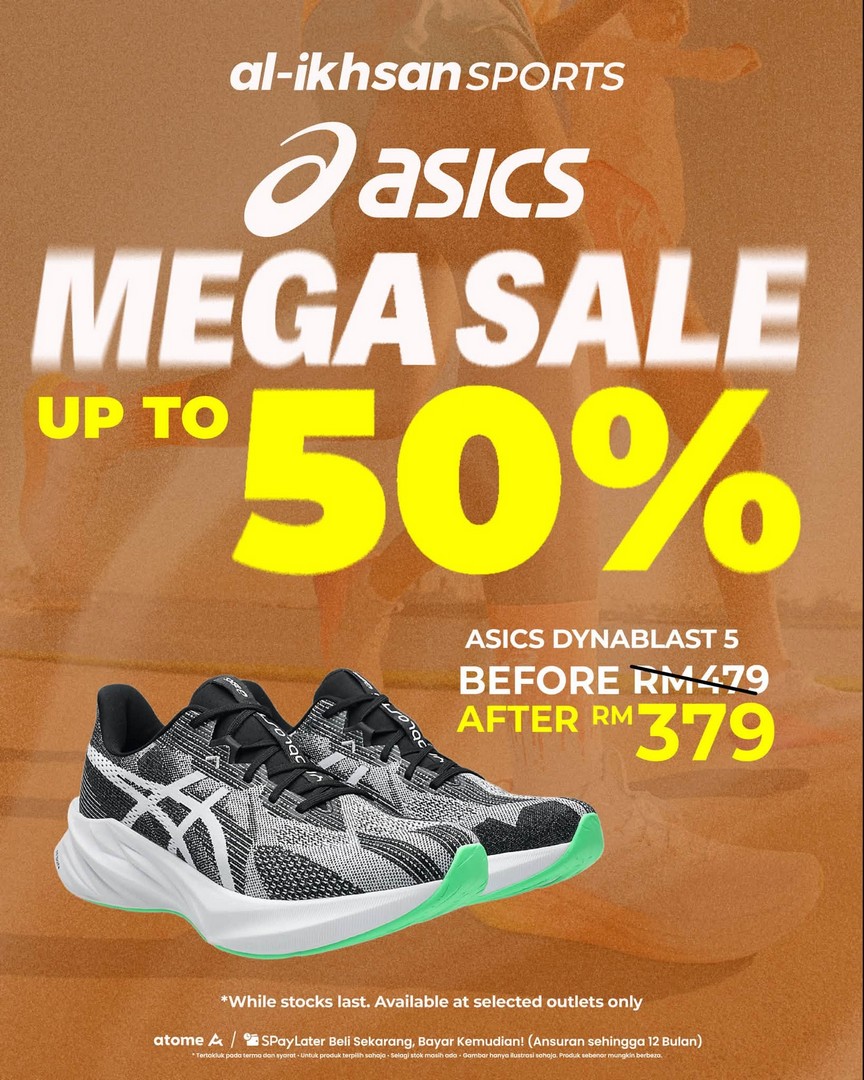 Al-Ikhsan-Sports-ASICS-Mega-Sale-5 31 July 2026 onwards: Al-Ikhsan Sports ASICS Mega Sale Promotion, Up To 50% Off Running Shoes With Free RM29 Socks Giveaway