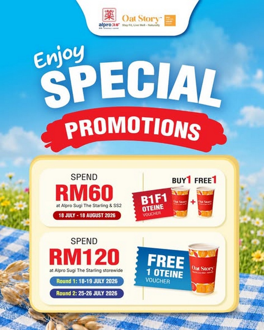 Alpro-Sugi-Pharmacy-Oteine-Oat-Milk-Brew-Promotion-1 18 July–18 August 2026: Alpro Sugi Pharmacy Oteine Oat Milk Brew Promotion – Spend RM60 and Enjoy Exclusive Oteine Voucher Rewards